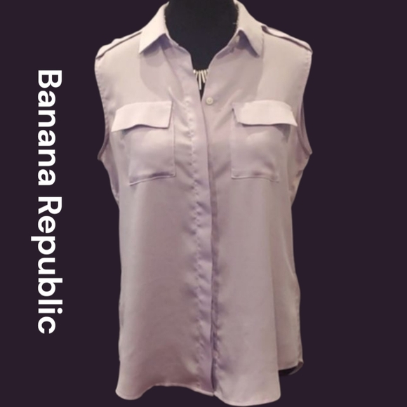 Banana Republic Lavendar Sleeveless Button Down Shirt. Size Small Petite - Picture 1 of 6
